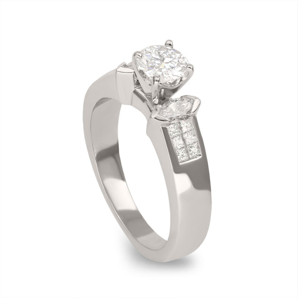 DPEG0011 Classic Engagement Ring Princess Invisible Setting on Sides