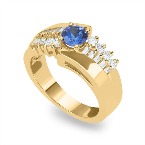 DPGR0001 Tanzanite Center Stone with Baguette and Round Diamonds