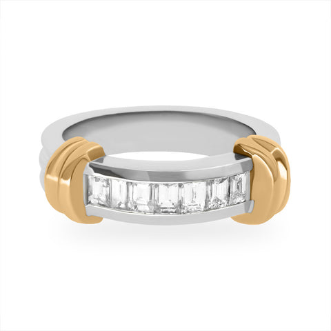 DPWB0009 2-Tone Baguette Diamonds Woman's Band
