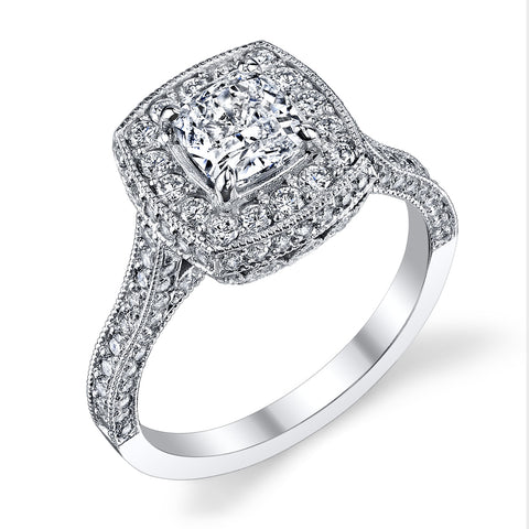 LBEG0031 Cathedral 3D Halo All Sides with Diamonds Engagement Ring