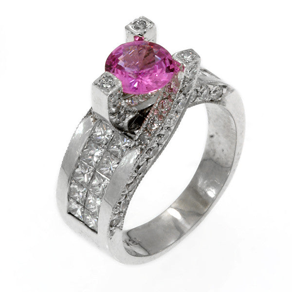 LBGR0008 Ring Round Cut Sapphire Center Stone Classic Tension