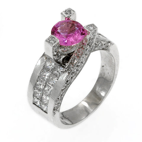LBGR0008 Ring Round Cut Sapphire Center Stone Classic Tension