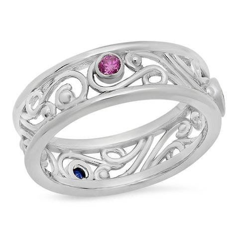 LBGR0020 Assorted Round Gemstone Eternity Band