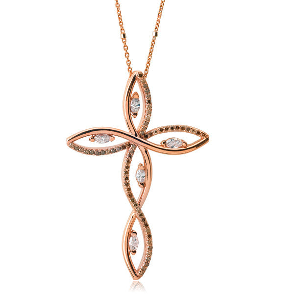 LBPD0003 Open Cross Pendant with Chain and Round Brilliant Diamonds