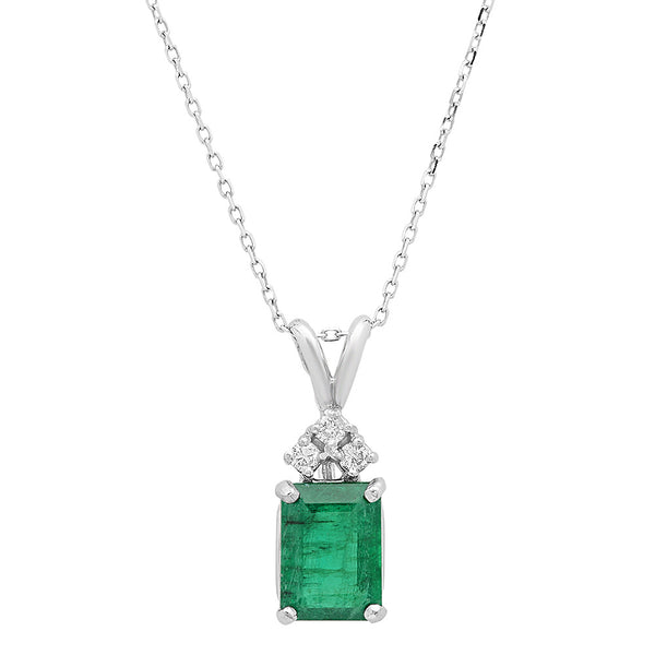 LBPN0003 Emerald Pendant with Three Diamonds