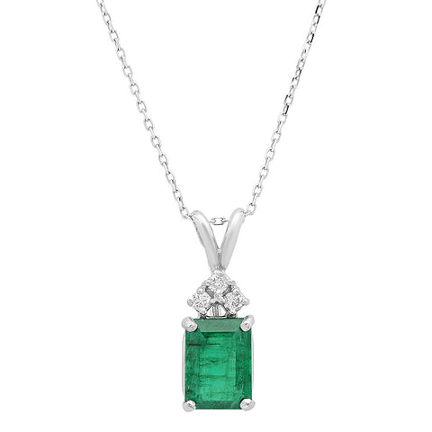 LBPN0003 Emerald Pendant with Three Diamonds