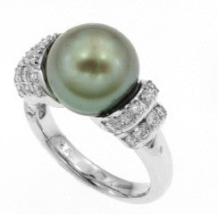 LBPR0002 Tahitian Pearl Center Stone Ring with Diamonds