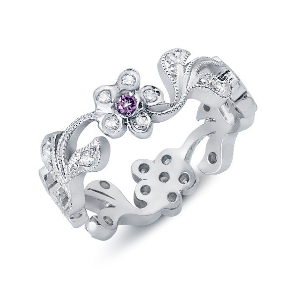 LBWB0048 Floral Design Eternity Band with Pink Diamond