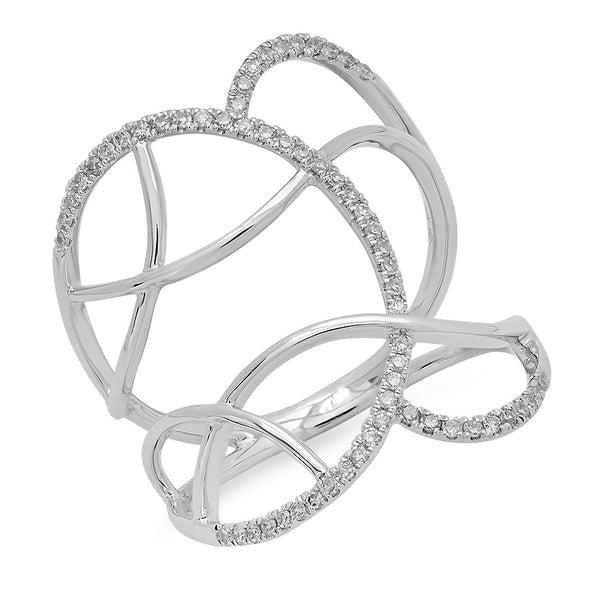 LBRG0003 Ring Modern Abstract Pave with Round Diamonds in 14K White Gold