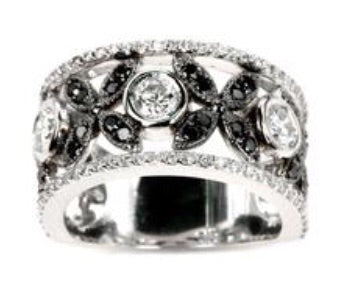 LBRG0005 Black and White Diamonds X -design Band