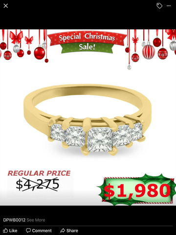 DPWB0012 5-Stone in Princess Cut Diamond Woman's Band