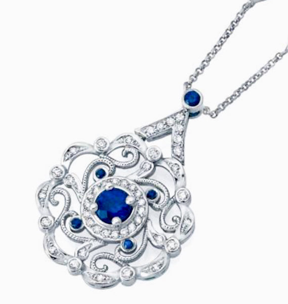 Customized Vintage Design Pendant with Blue Sapphire