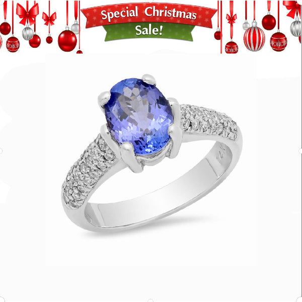 LBGR0014 Ring Oval Tanzanite Center Stone Four-Prongs